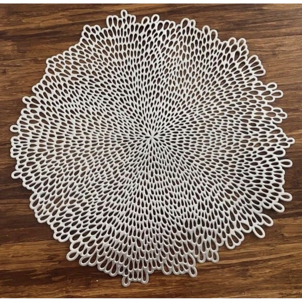 Gold Abstract Round Vinyl Placemat Set of 8 Decorative Cutout Design 15"